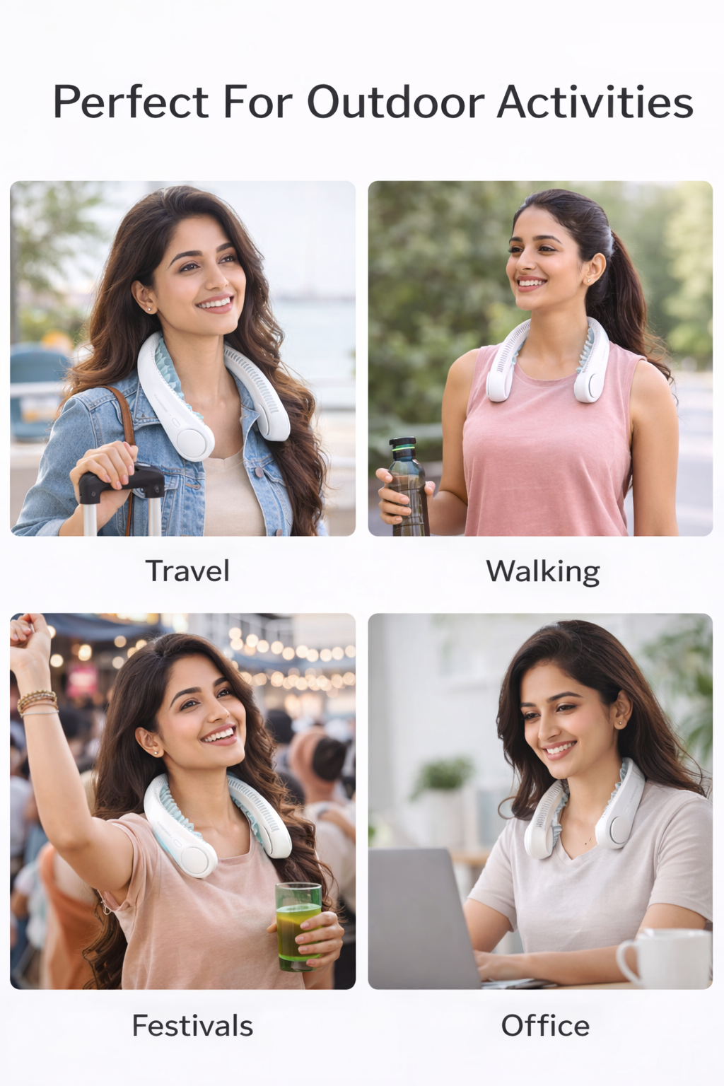 Portable Bladeless Hanging Rechargeable Neck Fan  Hands-Free | USB Rechargeable | Lightweight | 360° Cooling