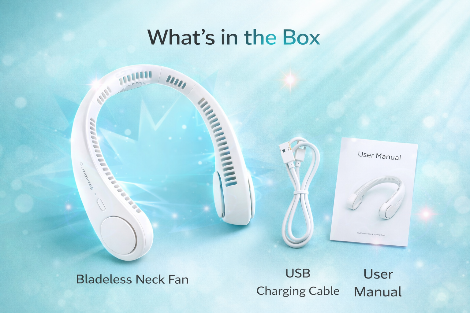 Portable Bladeless Hanging Rechargeable Neck Fan  Hands-Free | USB Rechargeable | Lightweight | 360° Cooling